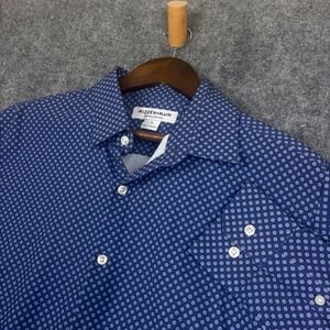 Mizzen+Main Dress Shirt Mens M Blue Geometric Performance Long Sleeve